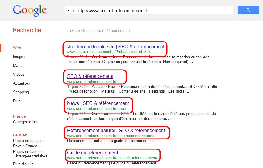 résultat recherche google