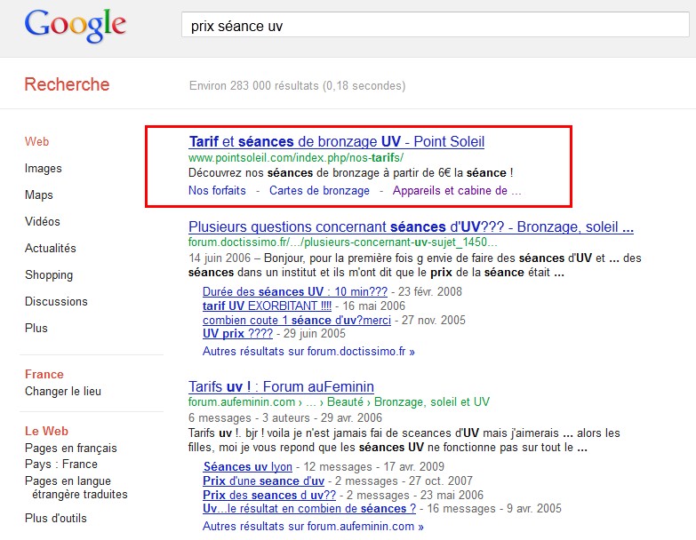 exemple résultat google