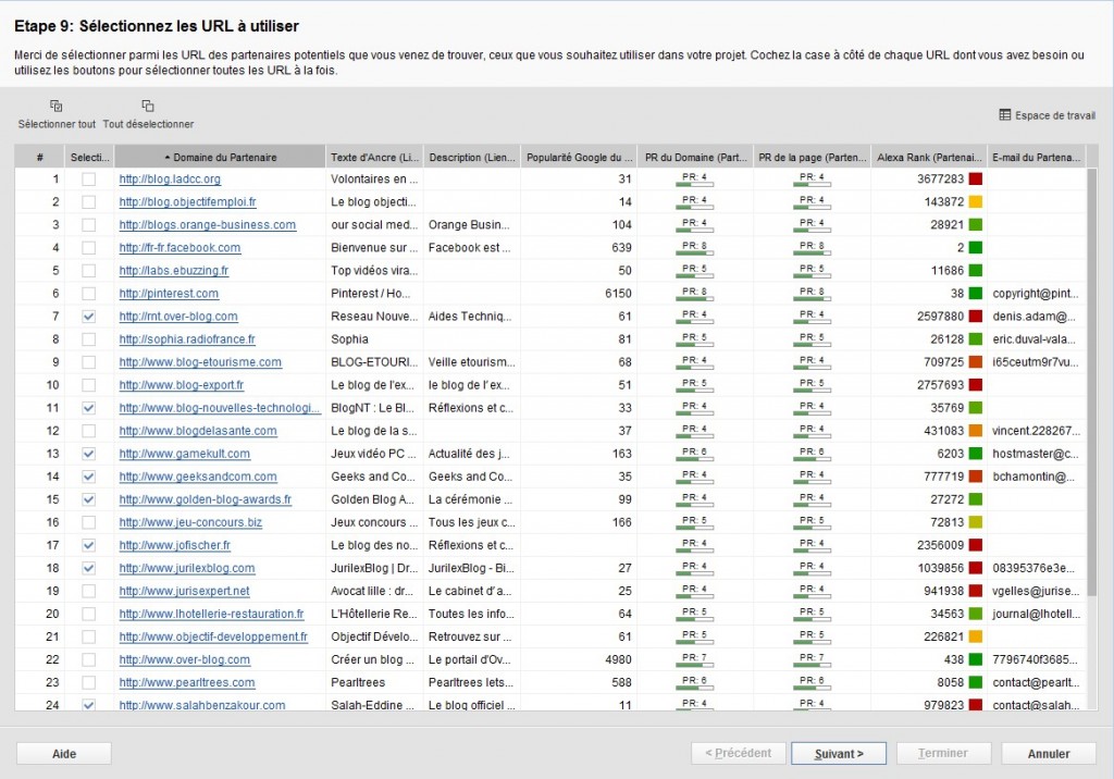 résultats du netlinking de linkassistant